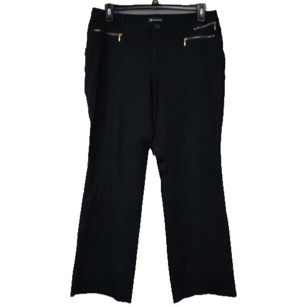 INC International Concepts Womens Straight Dress Pants Sz 14 Black Zip Pocket